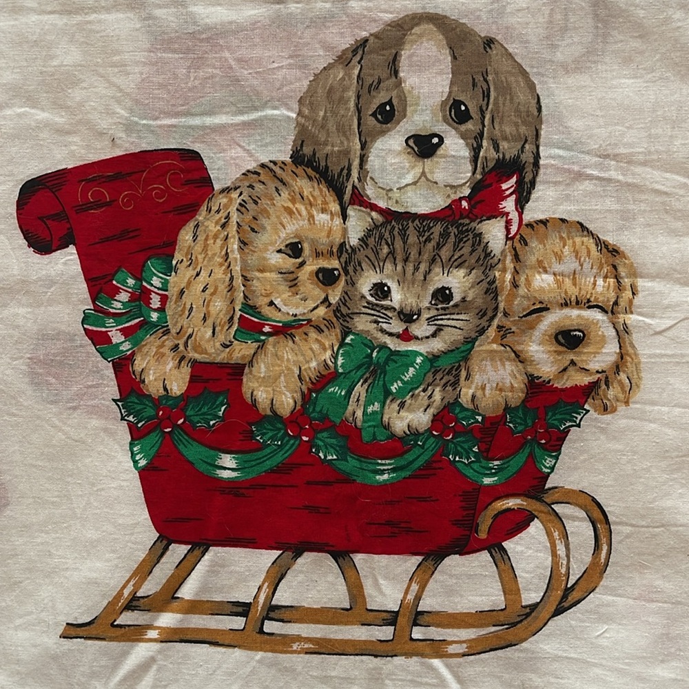 Wamsutta Hallmark Cards Inc. Christmas Pets Fabric Cut n Sew Appliqués-Vintage